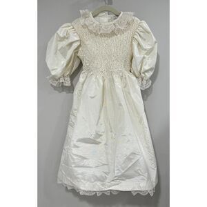 Vintage 1990s Heirloom by Polly Flinders Formal Dress Cream Lace - Girls Size 6